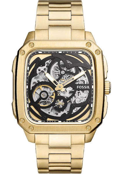 Fossil Inscription Automatic Skeleton Gold Watch BQ2573  Self-Winding Mechanical