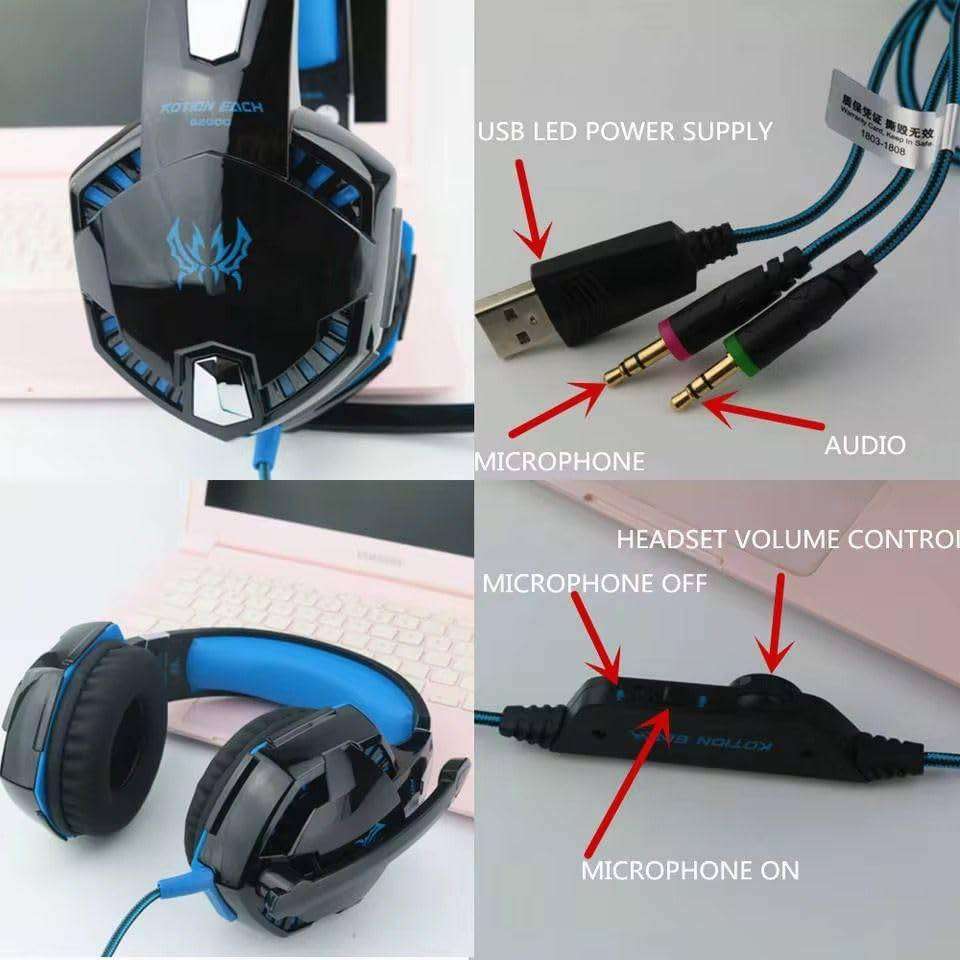 Gaming Headphones With Mic + LED Light - Noise Canceling