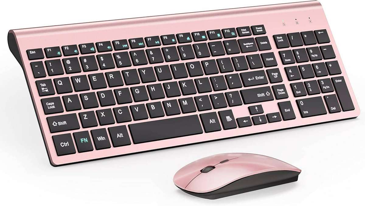 Wireless Keyboard and Mouse Combo - Rose Gold Black