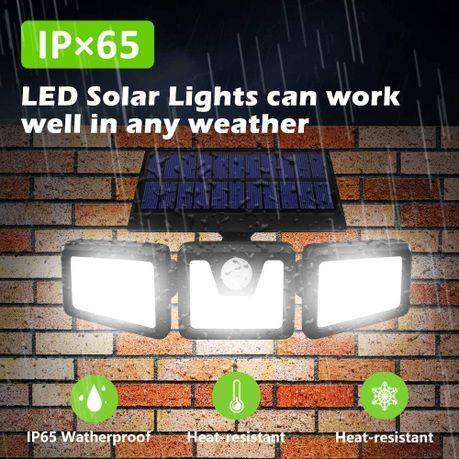 Solar Motion Sensor Light 3 Adjustable Heads 270° Wide Illumination
