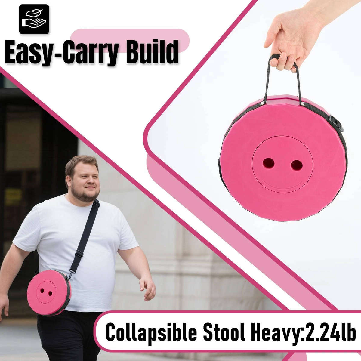Folding Stool for Camping - Pink