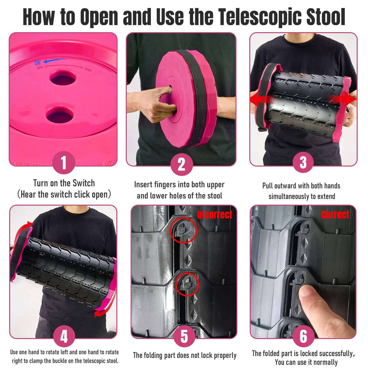 Folding Stool for Camping - Pink