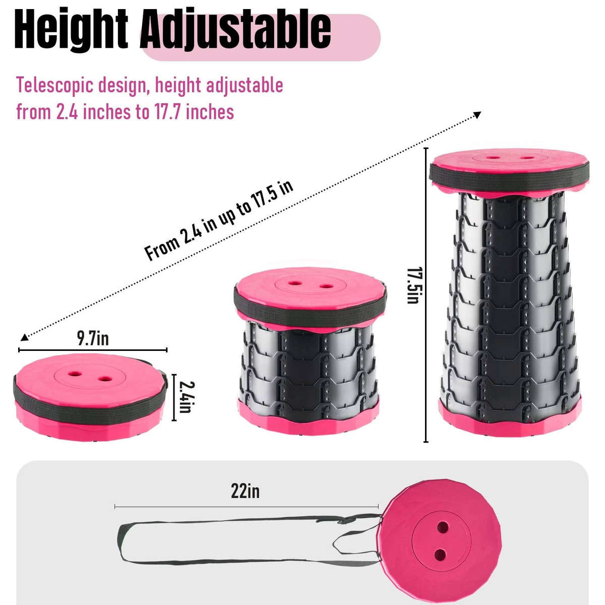 Folding Stool for Camping - Pink