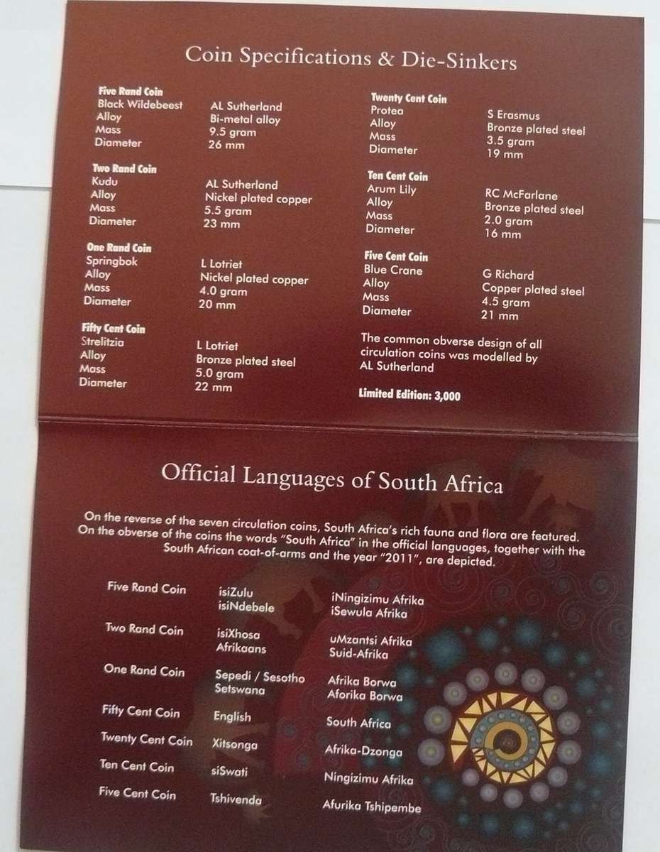 ## 2011 South Africa Proof Coin Set in Mint Box ##