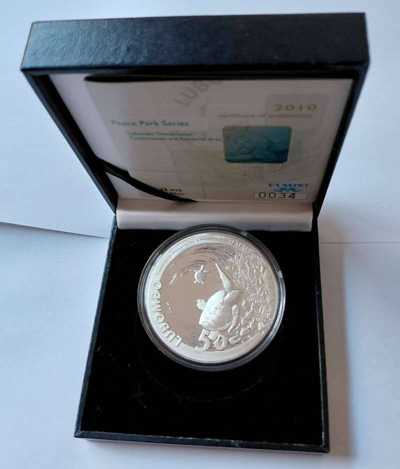2010 Proof Silver 50c (2oz) - Peace Park Series - Lubombo Transfrontier - with COA no 34