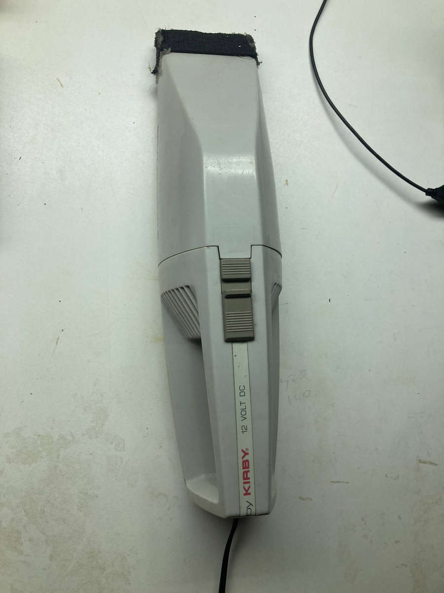 The Kirby Split Second is a handheld 12-volt car vacuum designed to operate