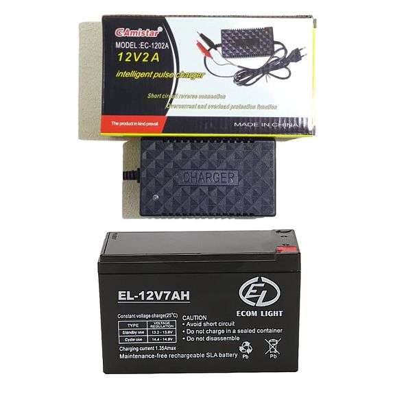 Ecomlight 12v  7ah Battery with Gamistar 3 stage charger
