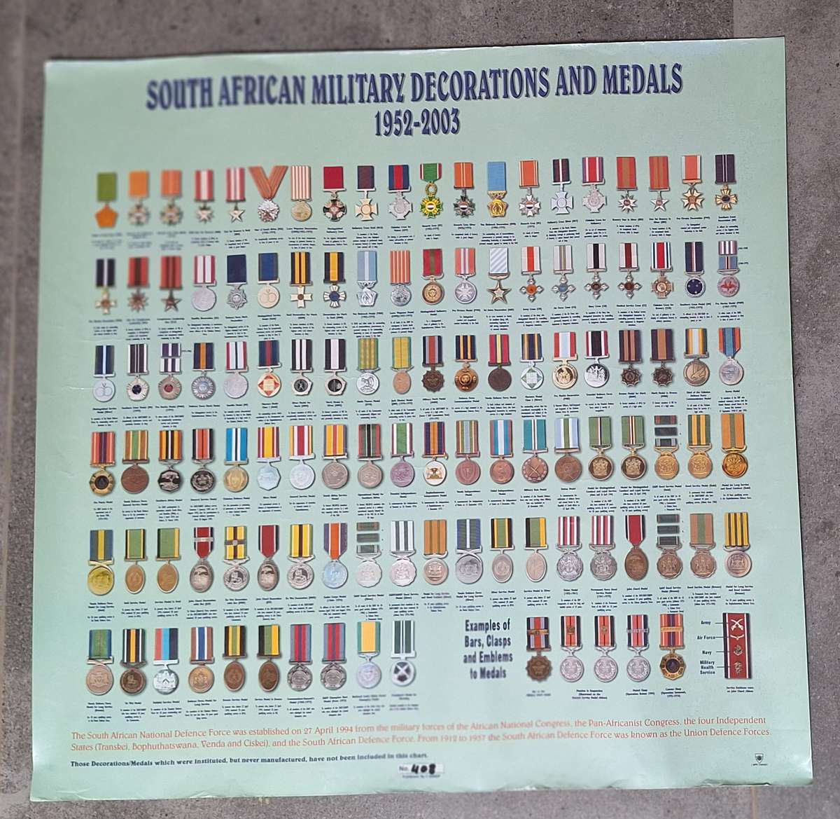 POSTER SOUTH AFRICAN DECORATIONS & MEDALS 1952-2003