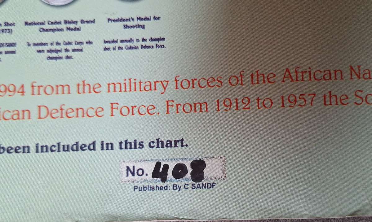 POSTER SOUTH AFRICAN DECORATIONS & MEDALS 1952-2003