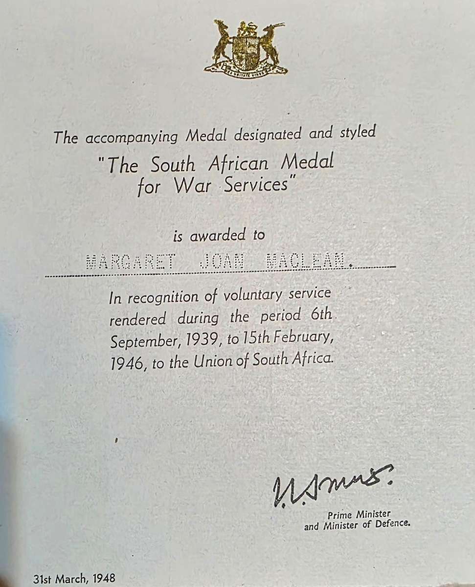 WW2.Womans SA Medal For War Services Lot