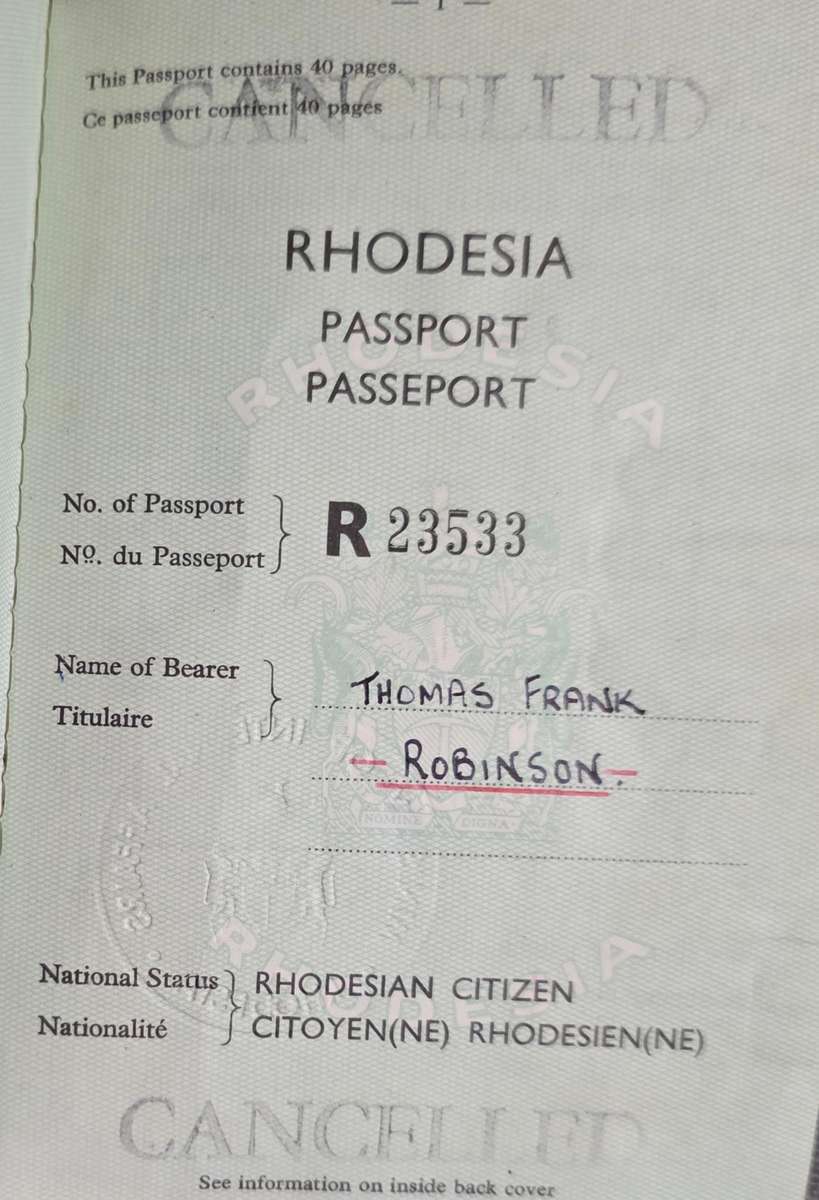 Rhodesian Issued Civilian Passport