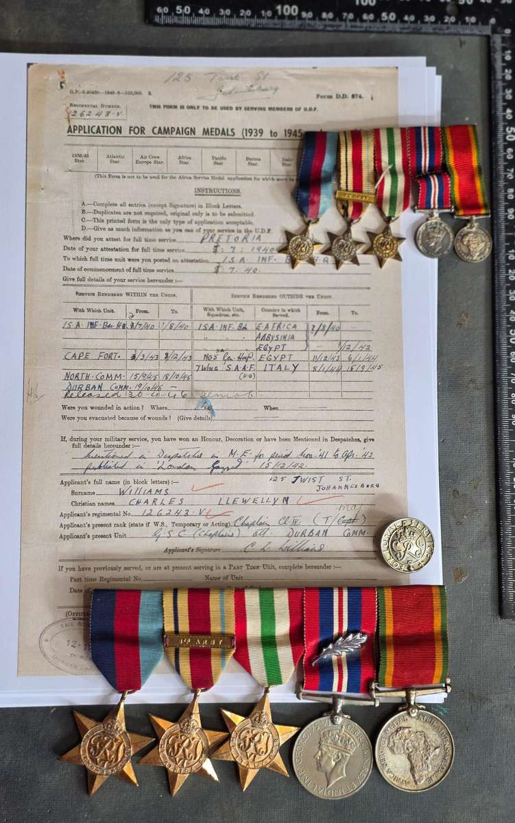 WW2 UDF Chaplain Officer MID Medal Group With Papers.