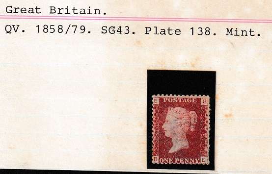 Great Britain 1858/79 1d red plate 138 MNH