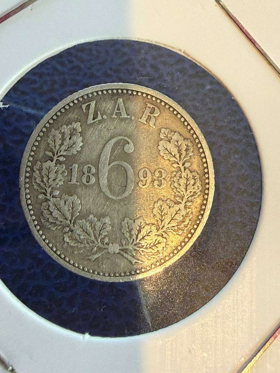1893 ZAR 6 Pence Silver Coin - 92.5% Silver Content, Limited Mintage