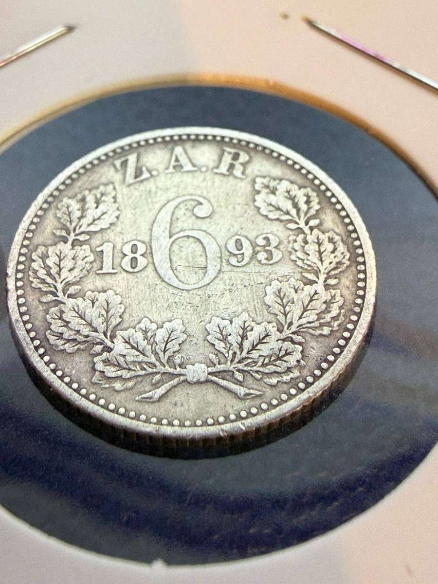 1893 ZAR 6 Pence Silver Coin - 92.5% Silver Content, Limited Mintage