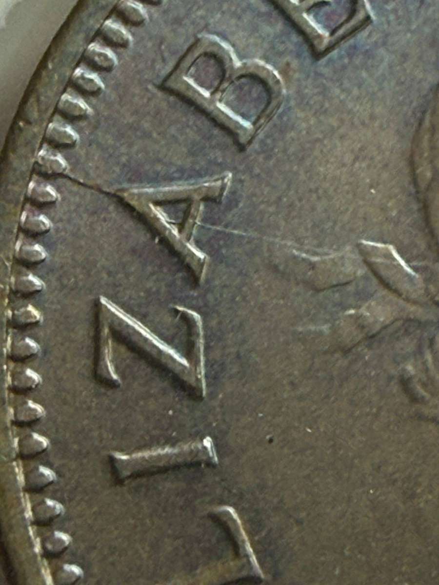 1960 5 SHilling & 3 pence silver & Half Penny with Die Crack through A of Elizabeth