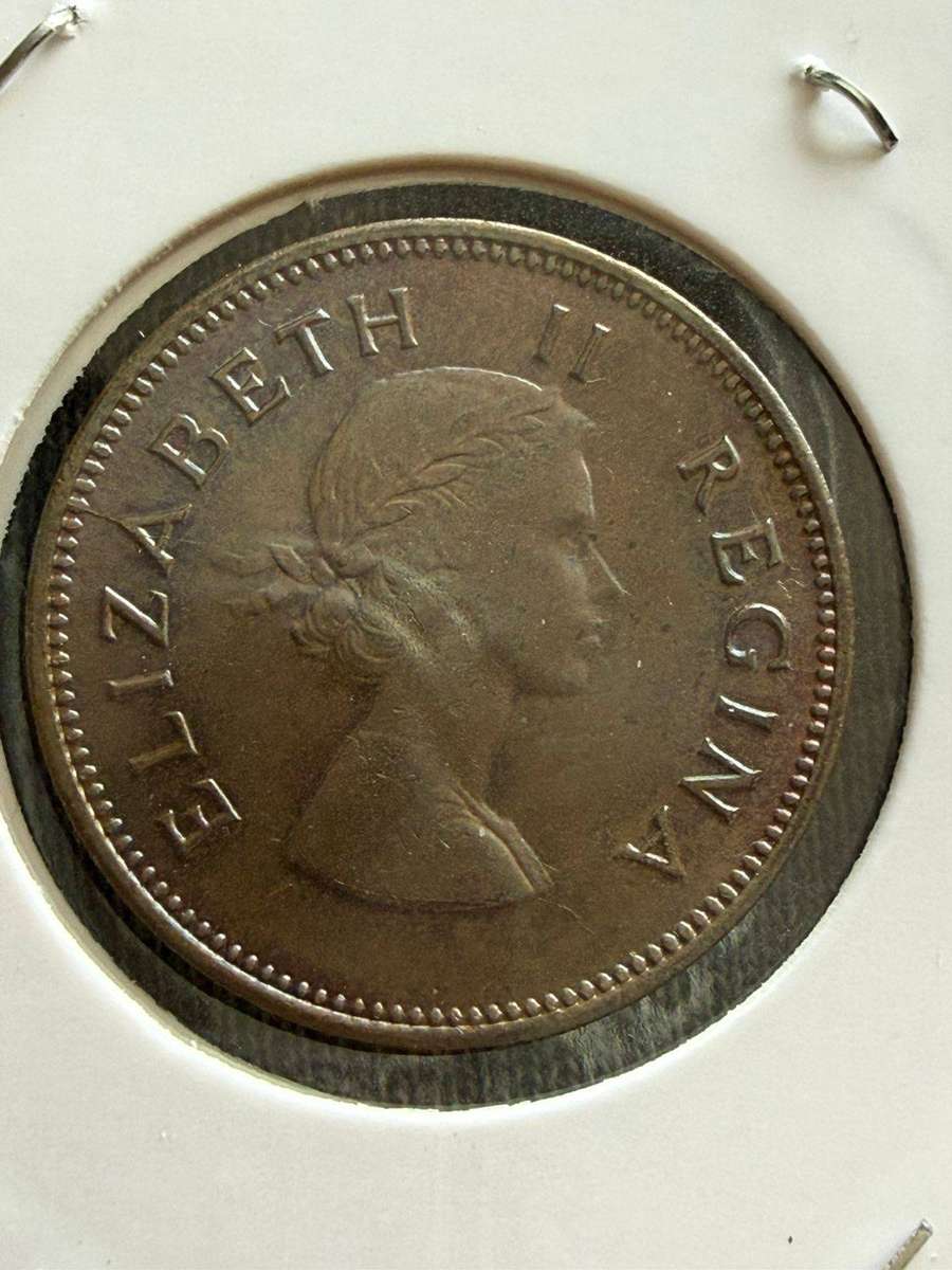 1960 5 SHilling & 3 pence silver & Half Penny with Die Crack through A of Elizabeth