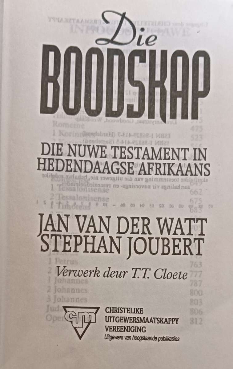 Die Boodskap Die Nuwe Testament in Hedendaagse Afrikaans -Softcover - 442 pages