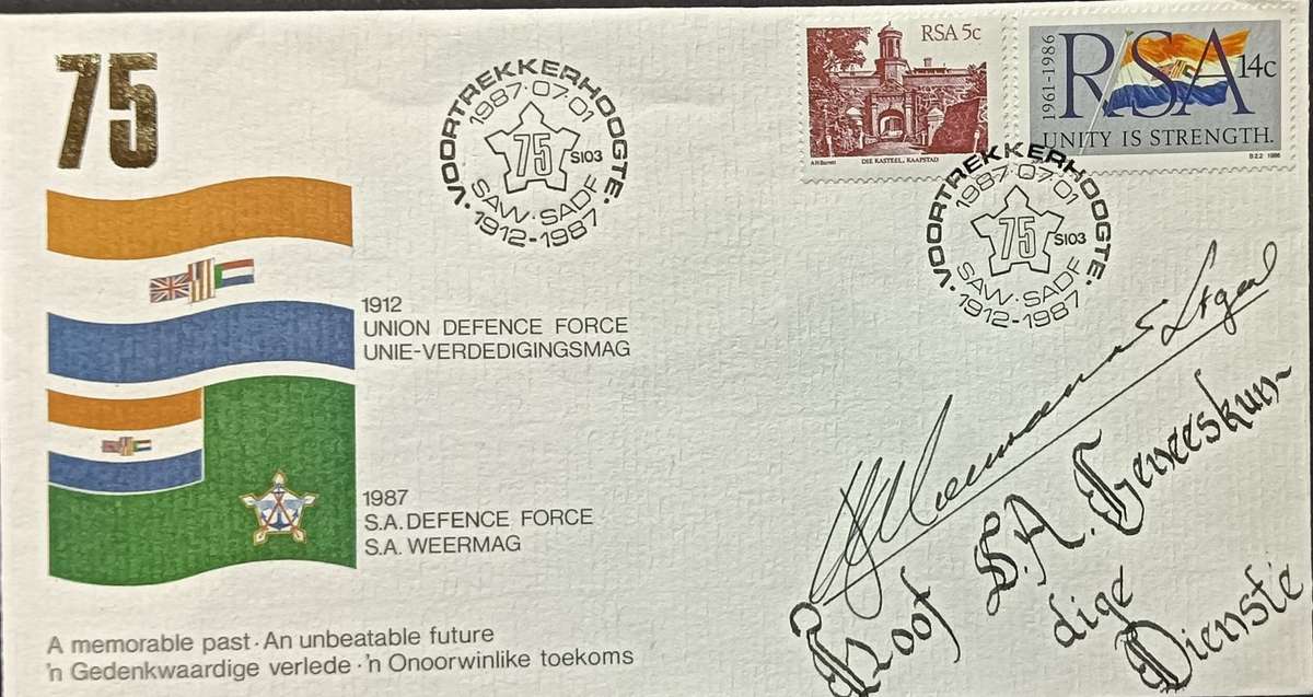RSA 1987 SA Defense Force Cover Signed Chief of SA Medical Services