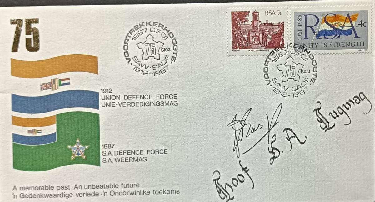 RSA 1987 SA Defense Force Cover Signed Chief of the Airforce