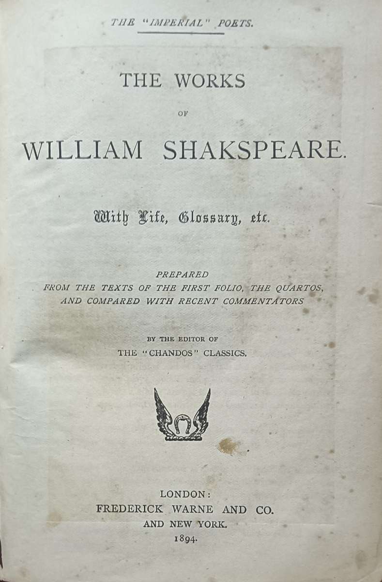 The Works of William Shakespeare - Leather-bound - Gilt-edged - 1136 pages (1894)
