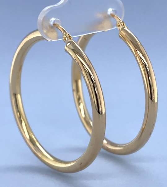 9k / 9ct gold tube hoop EARRINGS: 36x3mm