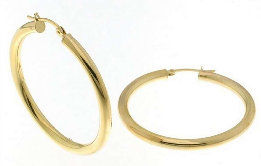 9k / 9ct gold tube hoop EARRINGS: 36x3mm