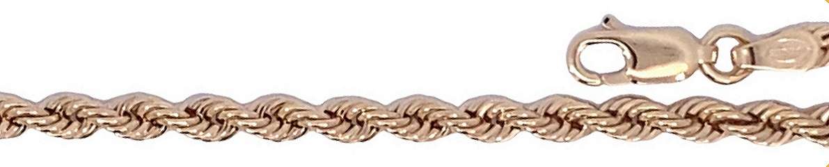 9k / 9ct gold Rope BRACELET: 3.2mm wide, 19cm. Last one!