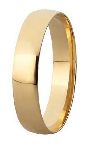 9k / 9ct yellow gold Wedding Band / Ring, 4mm wide, half round, size K or L