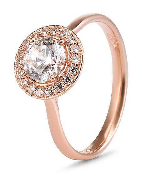 9k / 9ct rose gold Engagement or Dress halo RING: simulated diamonds GLAMOROUS
