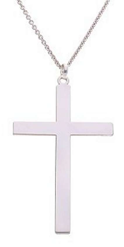 Mega CROSS: flat, blasted, 32x53.5mm, sterling silver