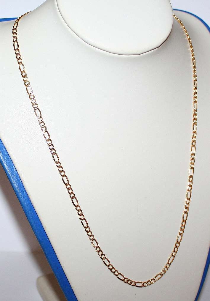 9k / 9ct gold hollow 3+1 Figaro CHAIN: 3.4mm wide, 45cm