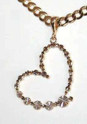 9k / 9ct gold large heart Pendant, 2 tone. Ready for you