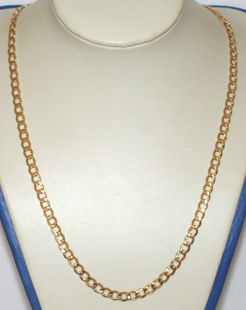 9k / 9ct gold hollow Curb CHAIN: 5.1mm wide, 50cm