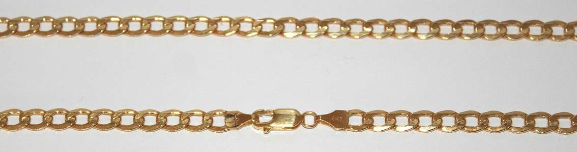 9k / 9ct gold hollow Curb CHAIN: 5.1mm wide, 50cm
