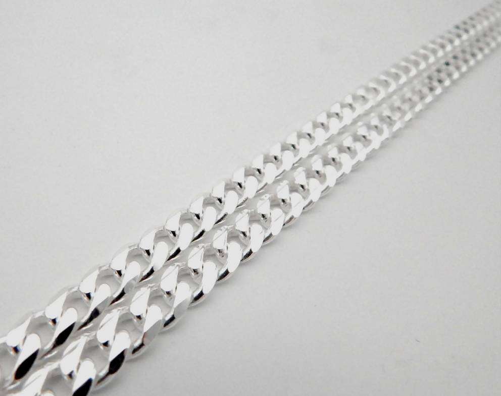Bevelled curb BRACELET: 6.6mm wide, 21cm, sterling silver