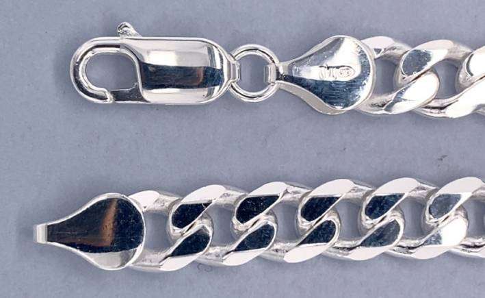 Bevelled curb BRACELET: 6.6mm wide, 21cm, sterling silver