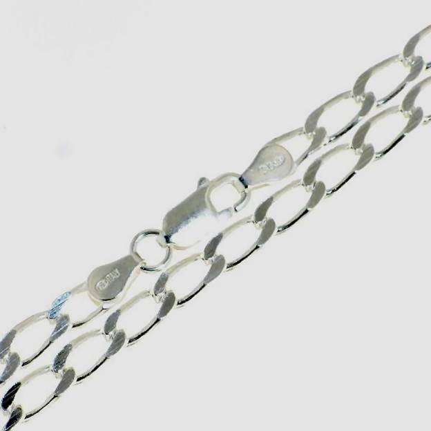 Open cut curb CHAIN: 4mm wide, 55cm, sterling silver