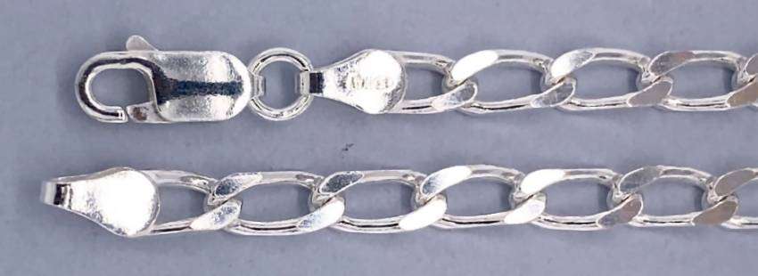 Open cut curb CHAIN: 4mm wide, 55cm, sterling silver