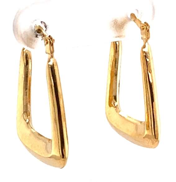 9k / 9ct gold rectangular, creole hinged hoop EARRINGS: 22x3mm. Limited!