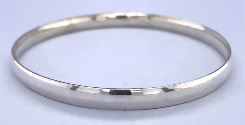 6mm wide D-shaped Bangle, 65mm diameter, sterling silver