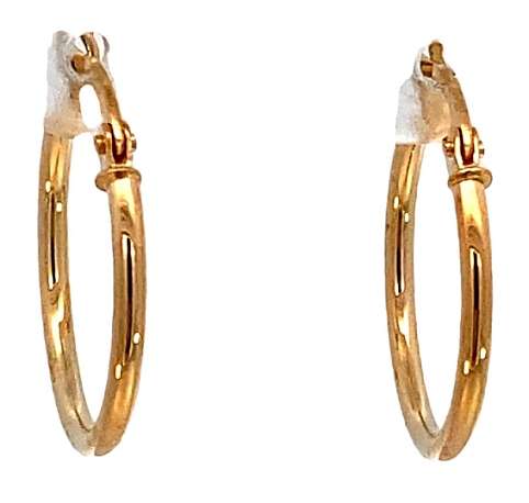 9k / 9ct gold tube hinged hoop EARRINGS: 18x1.5mm
