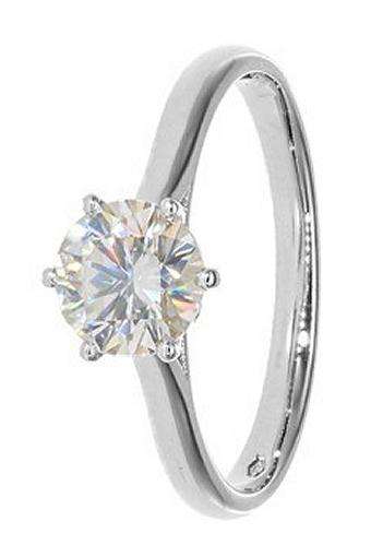 9k / 9ct white gold Solitaire Engagement or Dress RING: 1.00ct Moissanite, 6-claw GLAMOROUS. Limited