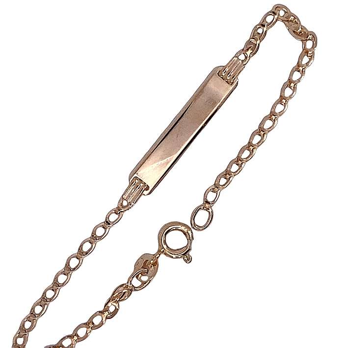 9k / 9ct gold baby / child ID BRACELET: double oval link, 16cm. Limited!