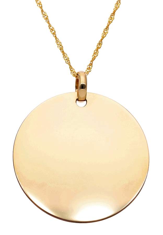 9k / 9ct gold plain round DISC: 25mm wide