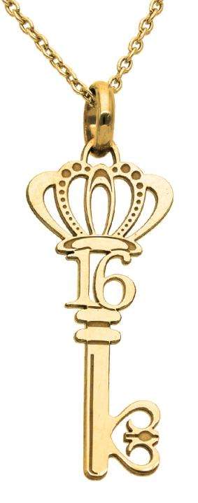 9k / 9ct yellow gold 16th key Pendant / Charm: crown