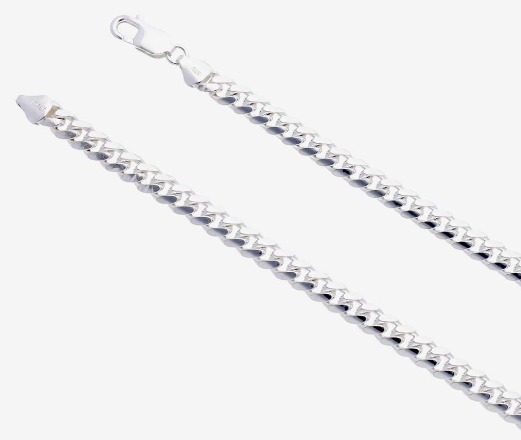 Sterling silver CHAIN: cut curb, 6.7mm wide, 60cm