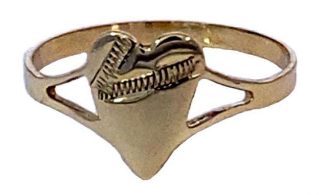 9k / 9ct gold engraved heart signet RING, 9mm
