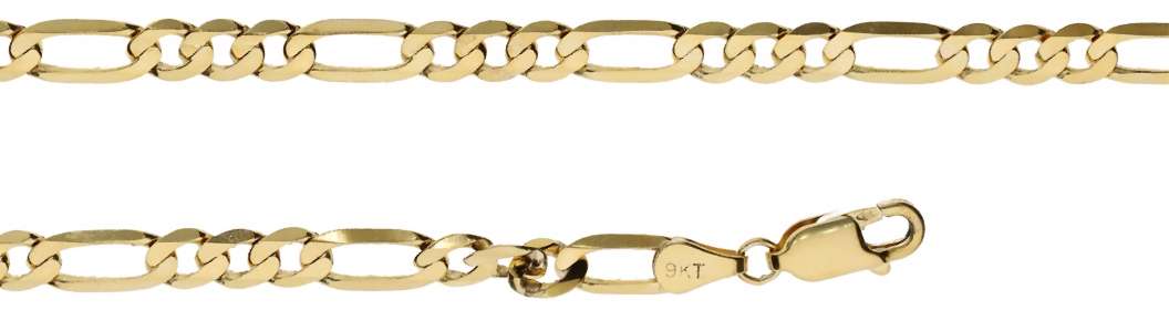 9k / 9ct gold CHAIN: 3+1 Figaro, 4.6mm wide, 60cm