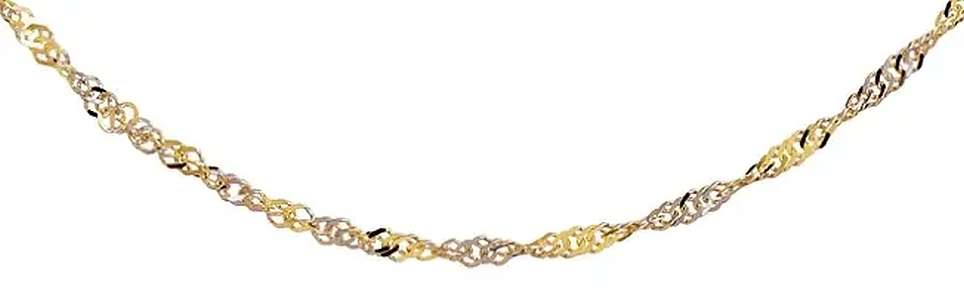 9k / 9ct yellow & white gold Singapore BRACELET: 1.9mm wide, 19cm